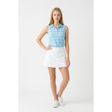 Puma Golf Women's XL sleeveless Golf shirt blue striped poly/spandex pre-owned
