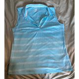 Puma Golf Women's XL sleeveless Golf shirt blue striped poly/spandex pre-owned