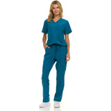 Nautica Women's Scrub Set 9-Pocket  Pants & Top Small  Carribean Blue NEW