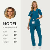 Nautica Women's Scrub Set 9-Pocket  Pants & Top Small  Carribean Blue NEW