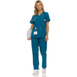 Nautica Women's Scrub Set 9-Pocket  Pants & Top Small  Carribean Blue NEW