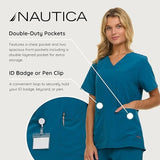 Nautica Women's Scrub Set 9-Pocket  Pants & Top Small  Carribean Blue NEW