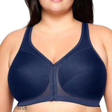 Glamorise #1265 MagicLift Front Close Posture Back Support Bra Blue