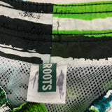 Roots Swim Trunks Boy Small (8) Blue Green Beach Scene Mesh Lined Swim Shorts