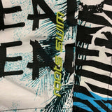 Roots Swim Trunks Boy Small (8) Blue Green Beach Scene Mesh Lined Swim Shorts