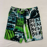 Roots Swim Trunks Boy Small (8) Blue Green Beach Scene Mesh Lined Swim Shorts