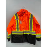 Terra Hi-Vis Rain Jacket with Reflective Tape and Removable Hood, Orange Men's XL