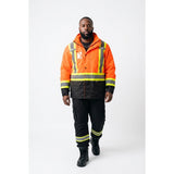 Terra Hi-Vis Rain Jacket with Reflective Tape and Removable Hood, Orange Men's XL