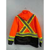 Terra Hi-Vis Rain Jacket with Reflective Tape and Removable Hood, Orange Men's XL