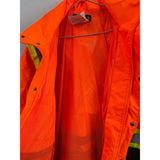 Terra Hi-Vis Rain Jacket with Reflective Tape and Removable Hood, Orange Men's XL