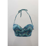 La Vie en Rose Aqua Women's Blue Shades Neck Tie Bathing Suit Top Size Medium