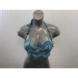 La Vie en Rose Aqua Women's Blue Shades Neck Tie Bathing Suit Top Size Medium