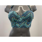 La Vie en Rose Aqua Women's Blue Shades Neck Tie Bathing Suit Top Size Medium