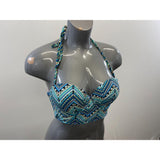 La Vie en Rose Aqua Women's Blue Shades Neck Tie Bathing Suit Top Size Medium