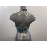La Vie en Rose Aqua Women's Blue Shades Neck Tie Bathing Suit Top Size Medium