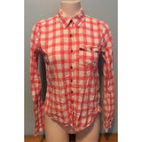 Hollister Womens M Button Front Long Sleeve Top Shirt Pink Plaid Pre-owned