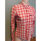 Hollister Womens M Button Front Long Sleeve Top Shirt Pink Plaid Pre-owned
