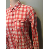 Hollister Womens M Button Front Long Sleeve Top Shirt Pink Plaid Pre-owned
