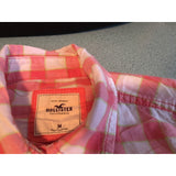 Hollister Womens M Button Front Long Sleeve Top Shirt Pink Plaid Pre-owned
