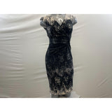Cleo Women's Black and Beige Patterned Design V Neck Wrap Dress Size 4 Polyester