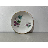 Royal Vale Fine Bone China England Teacup Saucer Set White Green Red Floral