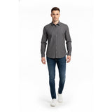 H&M Brown White Striped Long Sleeve Men's Medium Button Up Cotton Shirt