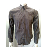 H&M Brown White Striped Long Sleeve Men's Medium Button Up Cotton Shirt