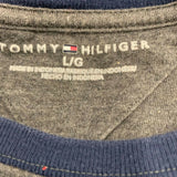 Tommy Hilfiger men's T Shirt Large Gray Short Sleeve Spell Out Crew Neck Tee
