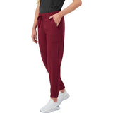 Hanes Women S Scrubs Cargo Joggers  Healthcare Afternoon Burgundy NWT