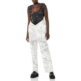 maison blanche All-Gender 100% Cotton Pants Asymetrical White Gray Print Medium