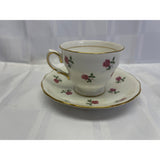Colclough Teacup Saucer Set Vintage Bone China England Petite Pink Rose Pattern