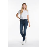 Vigoss Girl Skinny Leg Blue Jeans Size 8 Stretch Ramie Blend Beaded Denim