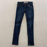 Vigoss Girl Skinny Leg Blue Jeans Size 8 Stretch Ramie Blend Beaded Denim