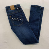 Vigoss Girl Skinny Leg Blue Jeans Size 8 Stretch Ramie Blend Beaded Denim