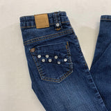 Vigoss Girl Skinny Leg Blue Jeans Size 8 Stretch Ramie Blend Beaded Denim