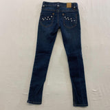 Vigoss Girl Skinny Leg Blue Jeans Size 8 Stretch Ramie Blend Beaded Denim
