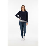 Tommy Hilfiger Women's Blue Sailing Themed White Striped Long Sleeved Shirt Size Small Cotton