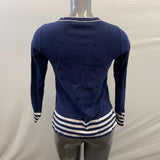 Tommy Hilfiger Women's Blue Sailing Themed White Striped Long Sleeved Shirt Size Small Cotton