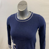 Tommy Hilfiger Women's Blue Sailing Themed White Striped Long Sleeved Shirt Size Small Cotton