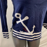 Tommy Hilfiger Women's Blue Sailing Themed White Striped Long Sleeved Shirt Size Small Cotton