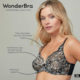 Wonderbra 7460 Floral Lace Unlined Underwire Bra Black