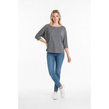 American Eagle Shirt Women's Medium Gray Scoop Neck Polyester Linen Top
