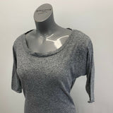 American Eagle Shirt Women's Medium Gray Scoop Neck Polyester Linen Top
