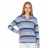 PUMA Women's Large Keeps You Dry Light Hoodie Blue Striped Long Sleeve