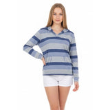 PUMA Women's Large Keeps You Dry Light Hoodie Blue Striped Long Sleeve