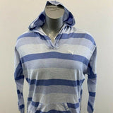 PUMA Women's Large Keeps You Dry Light Hoodie Blue Striped Long Sleeve