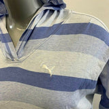 PUMA Women's Large Keeps You Dry Light Hoodie Blue Striped Long Sleeve