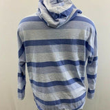 PUMA Women's Large Keeps You Dry Light Hoodie Blue Striped Long Sleeve