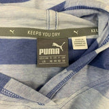 PUMA Women's Large Keeps You Dry Light Hoodie Blue Striped Long Sleeve