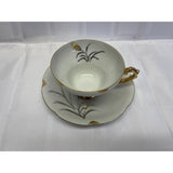 Oakwood Teacup Saucer Set Vintage Bone China Hand Painted Japan Gold Wheat